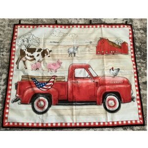 Red truck wall hanging with top tabs